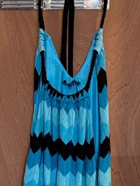 Le Chateau Blue and Black Chevron Tank Top